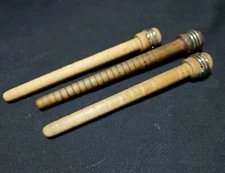 3 Vintage 8" Wood Spools Bobbin Thread Spindle Sewing Factory Primitive