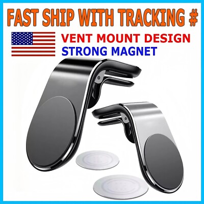 2PCS L-Clip Car Phone Magnetic Holder Air Vent Mobile Phone Mount Holder Stand