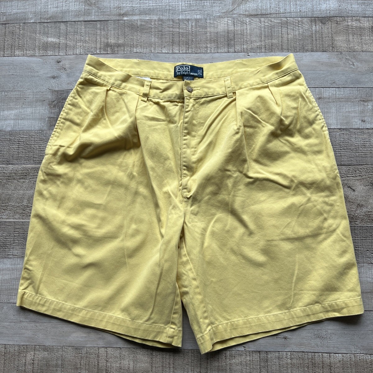 パンツ Polo Ralph Lauren TYLER SHORTS LINEN100% Polo Ralph Lauren Tyler Shorts Mens 38 Yellow 9 Inch Inseam