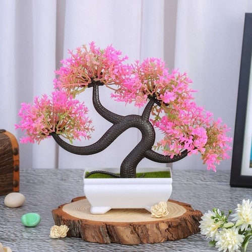 1 Pc Artificial Bonsai Flower Tree with Designer Pot for Home Decor