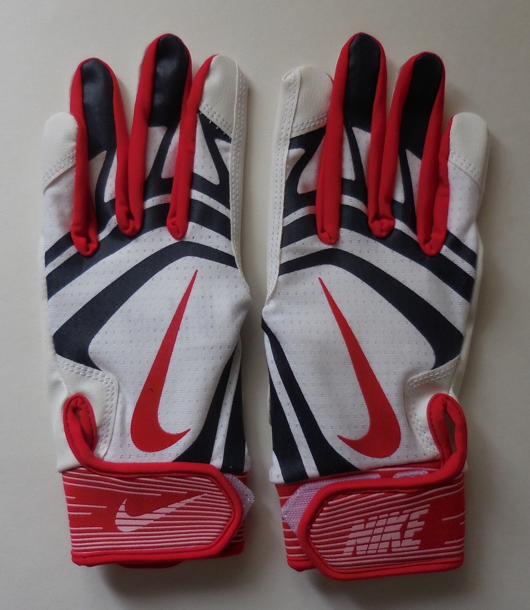 Nike Alpha Huarache Edge Batting Gloves Youth White/M Navy