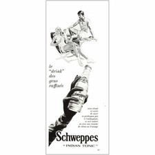 1970 Schweppes Indian Tonic: Le Drink Tennis, French Vintage Print Ad