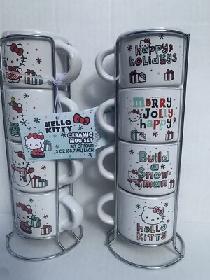 Hello Kitty Stacking Christmas Expresso Mugs 3 Oz Bundle Of 2  NWT 2023 Release
