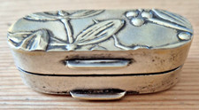 Antique silver Snuff Box And Spoon Mistletoe design