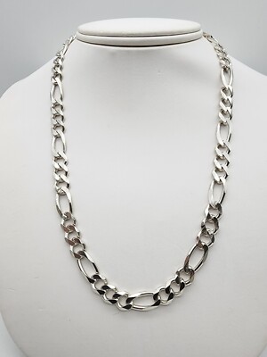 NEU MASSIV STERLINGSILBER 20'' ITALIENISCHE 925 FIGARO 8,7 MM KETTE HALSKETTE 45,7 GR.!