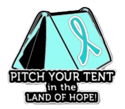 Teal Ribbon Lapel Pin Cancer Awareness Pitch Your Tent in the Land of Hope New