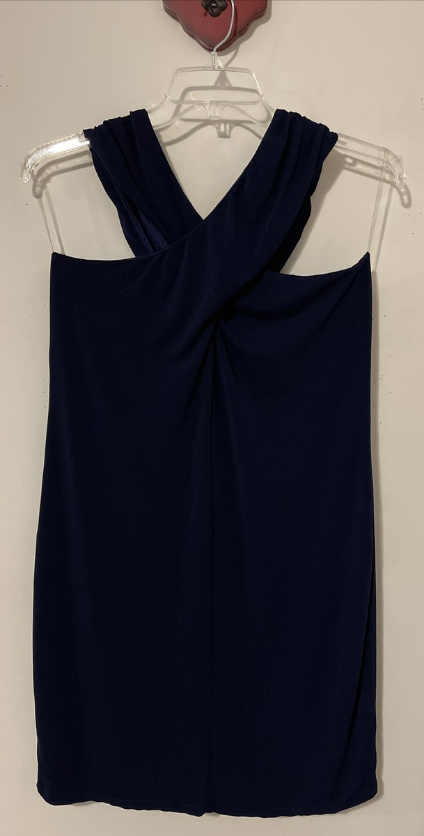 polyester spandex blend dress Destiny 101 Women’s Size 3x Blue Spandex-Blend Layered Knee-Length Dress!  M1267