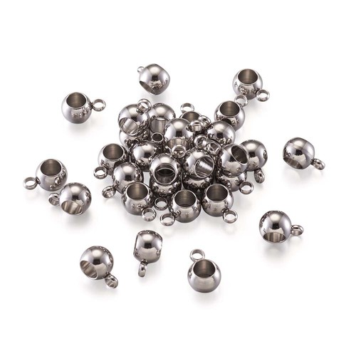 ARRICRAFT 100 Pcs Golden Stainless Steel Rondell Bail Beads Hanger Links Connector For European Spacer Charms Jewelry Making Diy Findings 3mm Hole 10481