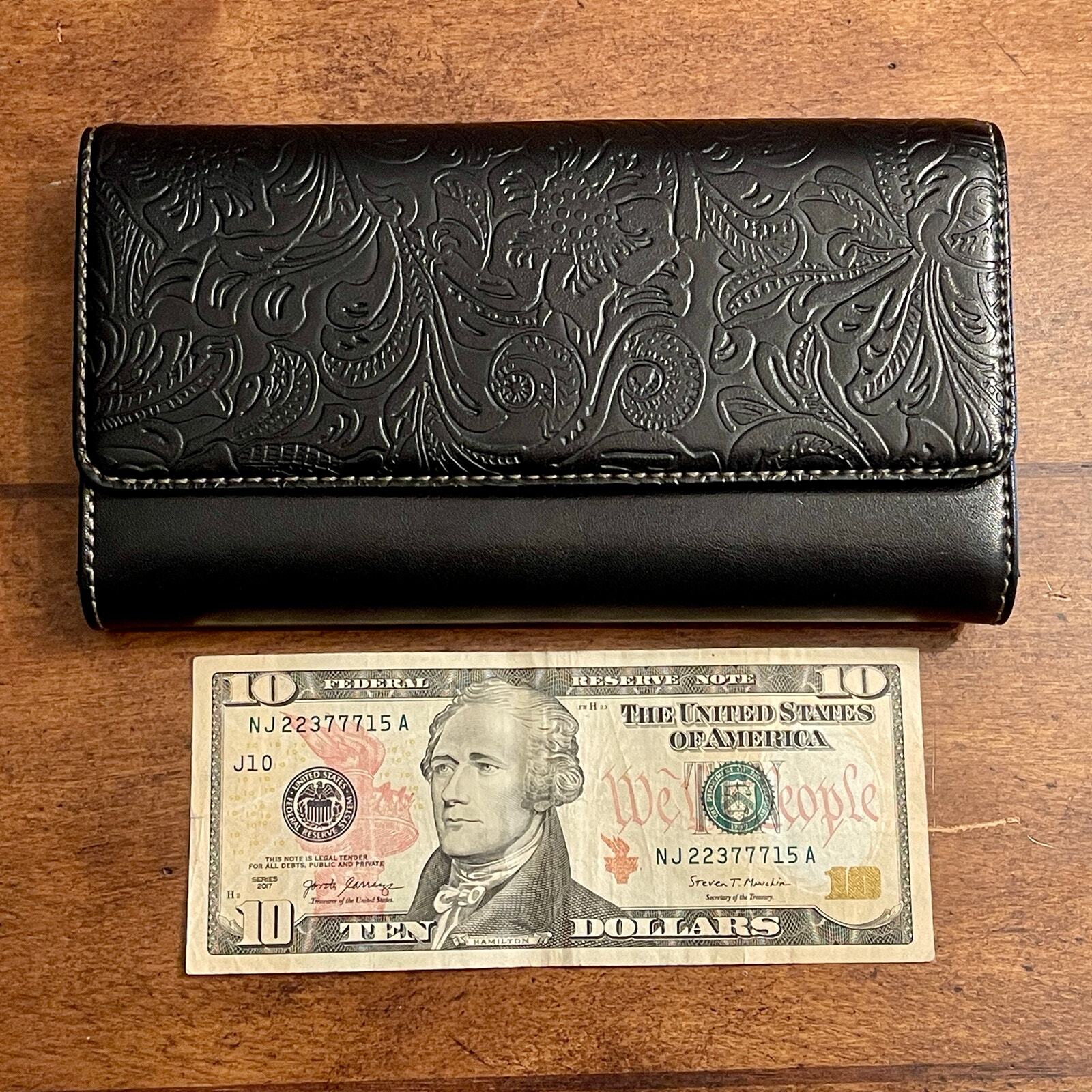 Black Soft Vinyl Wallet for Checkbook Cards and Cash C22-image