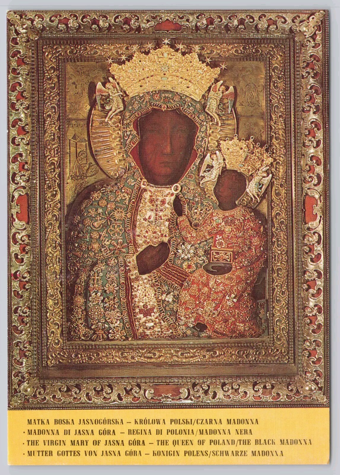 Postcard The Black Madonna The Virgin Mary  of Jasna Gora The Queen of Poland