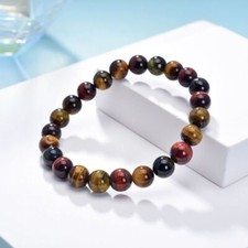 Handmade Rainbow Tiger's Eye Beaded Bracelet Stretch Bracelet Healing Crystal