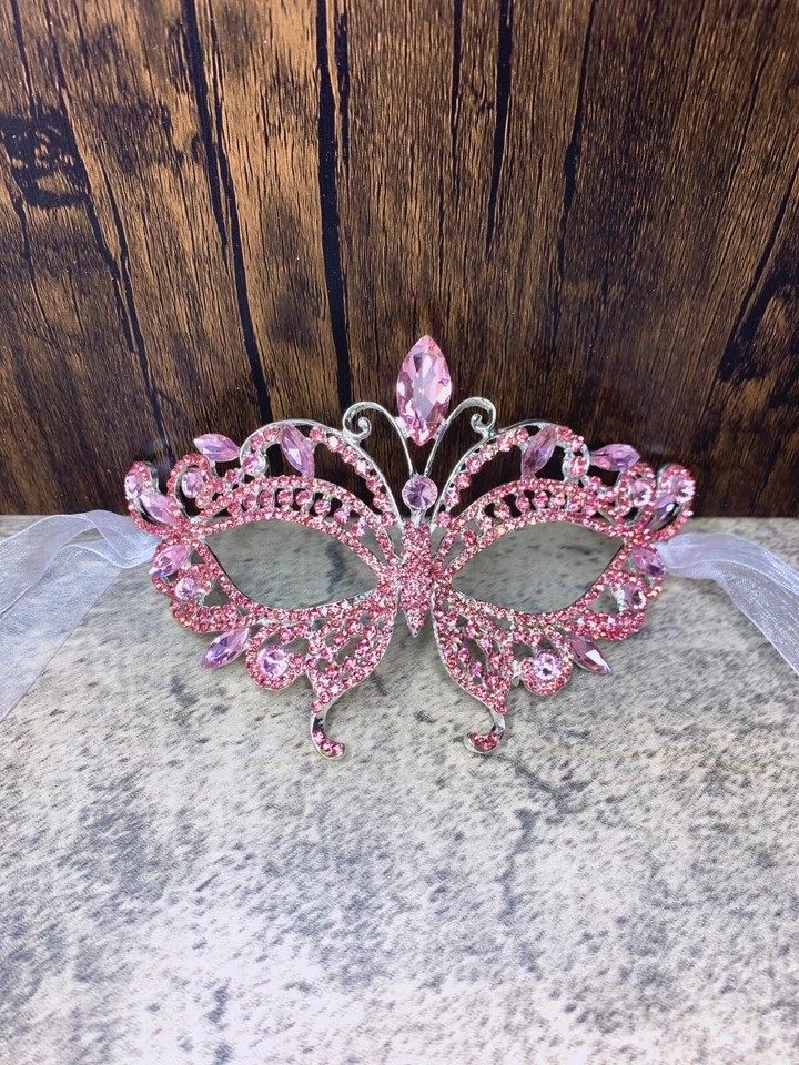 Luxury Crystal Rhinestone Masquerade Ball Mask, Pink Mask, New Year, Party, Gift - Image 4 of 4