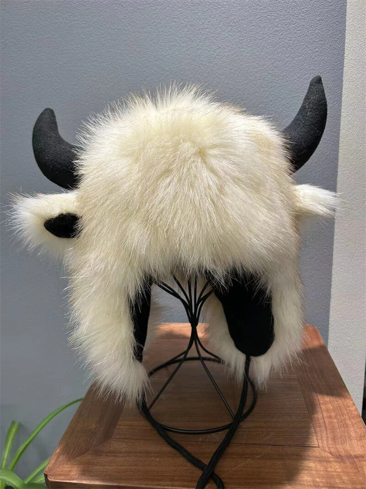 OX Sheep Horn Hat Warm Winter Cute Windproof Cold Proof Christmas Cotton Hat - Image 3 of 4