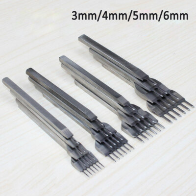 1+2+4+6 Locher Prong Nähen Punch Tool 3/4/5/6mm Leder Handwerk Werkzeuge Neu