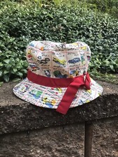 Vintage 50  s 60  s Mod Beach Bucket Hat Travel Cities Novelty Retro
