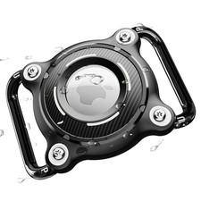 Black Air tag Dog Collar Holder, Waterproof, Removable Metal Loop, Durable