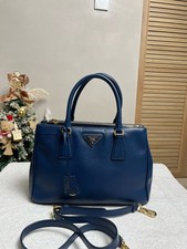 PRADA Galleria Bag Small blue Saffiano Leather Tote Bag Auth