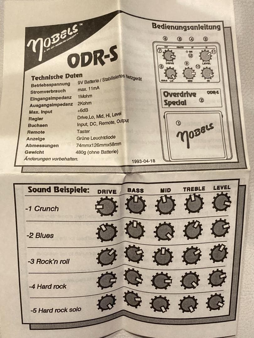 Nobels Overdrive Special ODR-S Effect Pedal Electric Guitar Working With Box