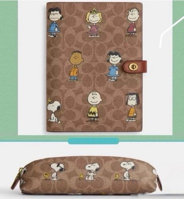 Coach x Peanuts Print Notebook and Pencil Case Set with snoopy