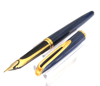 Stylo Plume Waterman CF Laqué Bleu Nuit - Plume Or 18 Carats - Rare Et D’Occasion
