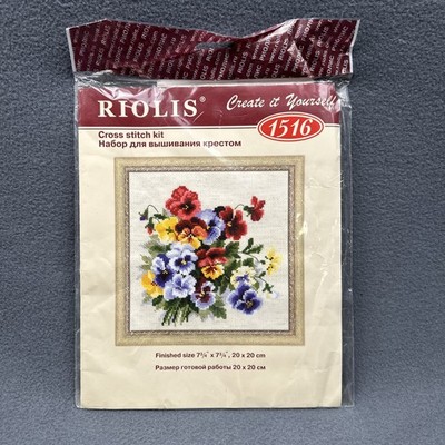 RIOLIS COUNTED CROSS-STITCH KIT #1516  PANSY MEDLEY  Unopened