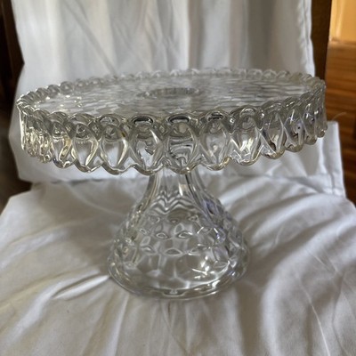 Vintage Fostoria American-Cubist Pedestal Cake Stand w/ Rum Well