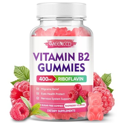 MEENCCD Vitamin B2 Gummies Riboflavin 400mg Supplement 60 Count (Pack of 1) 