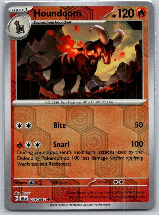 Houndoom 008/064 Common Shrouded Fable Pokemon Reverse Holo Near Mint