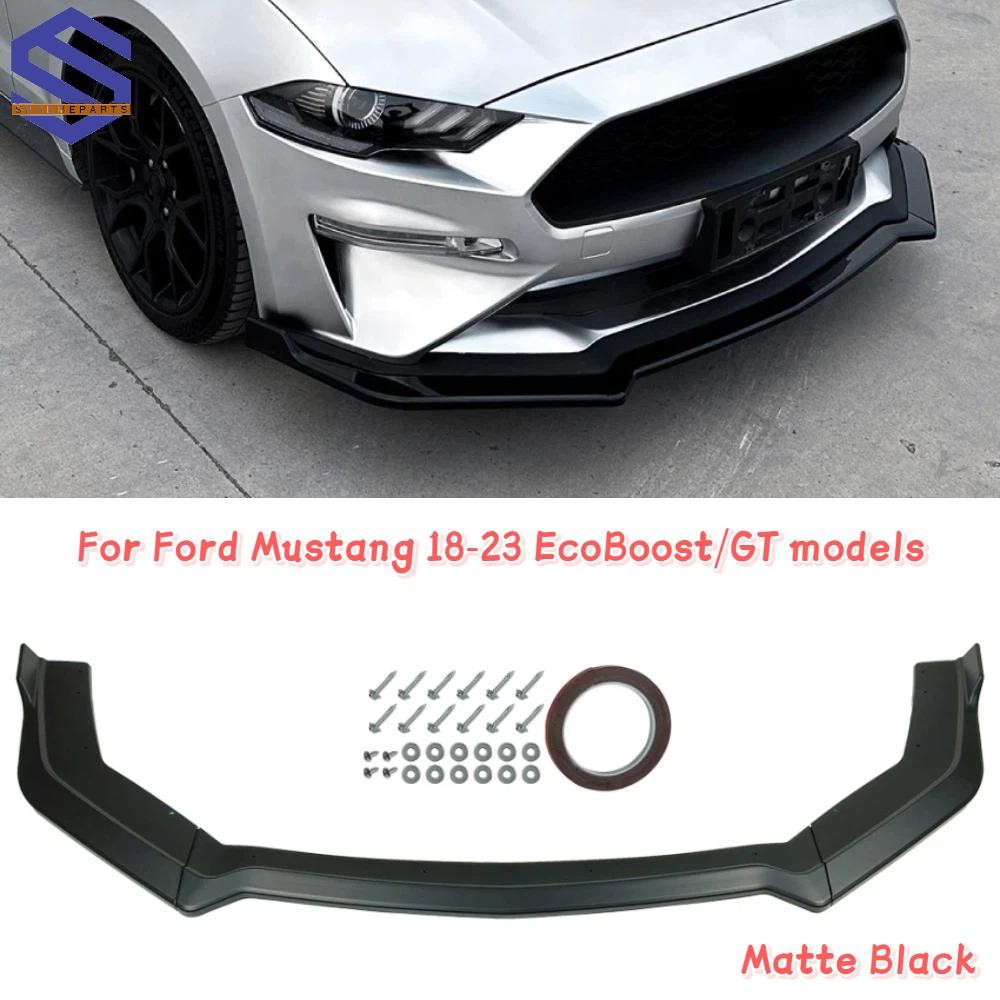 Matte Black ABS Front Bumper Lip Spoiler Splitter Fit Ford Mustang GT 2018-2023