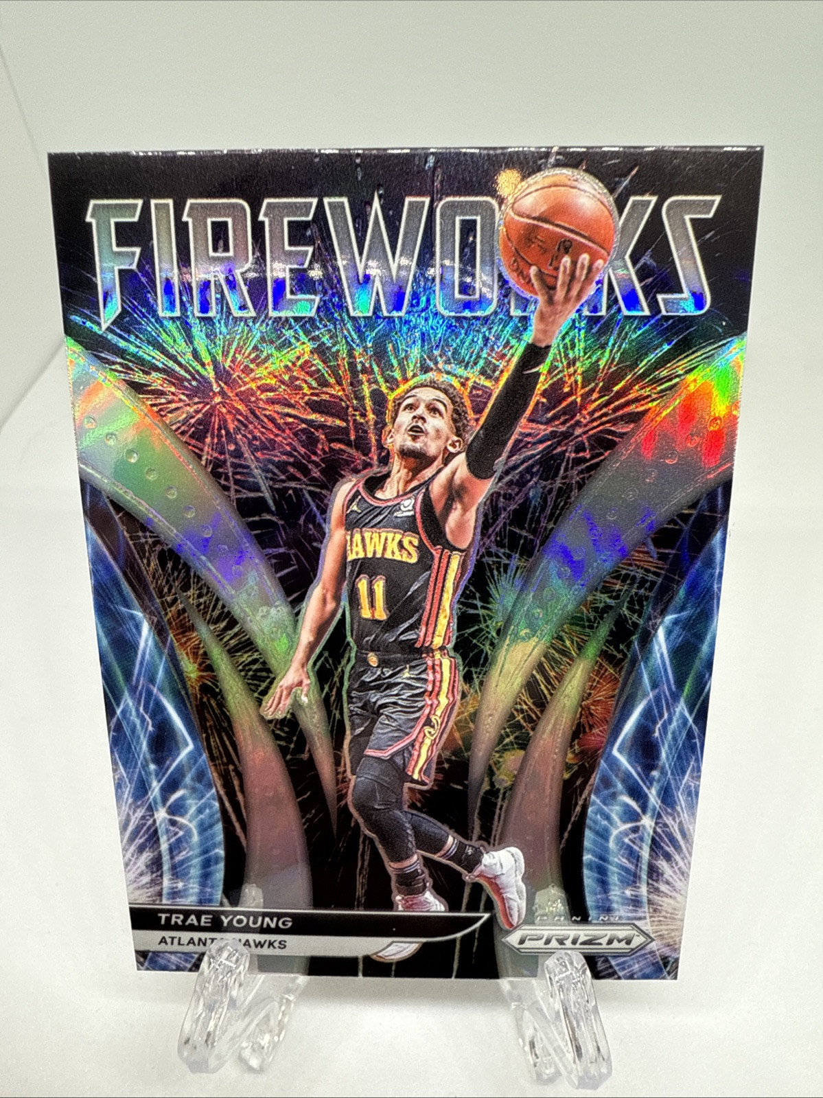 2021-22 Panini Prizm Fireworks Silver Prizm Trae Young #25