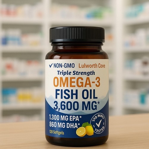 Omega-3 Fish Oil 3600mg High Strength Supplement - EPA & DHA 120 Softgels - Picture 8 of 13
