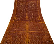 Sushila Vintage Mustard Saree Pure Georgette Silk Embroidered Sari Craft Fabric