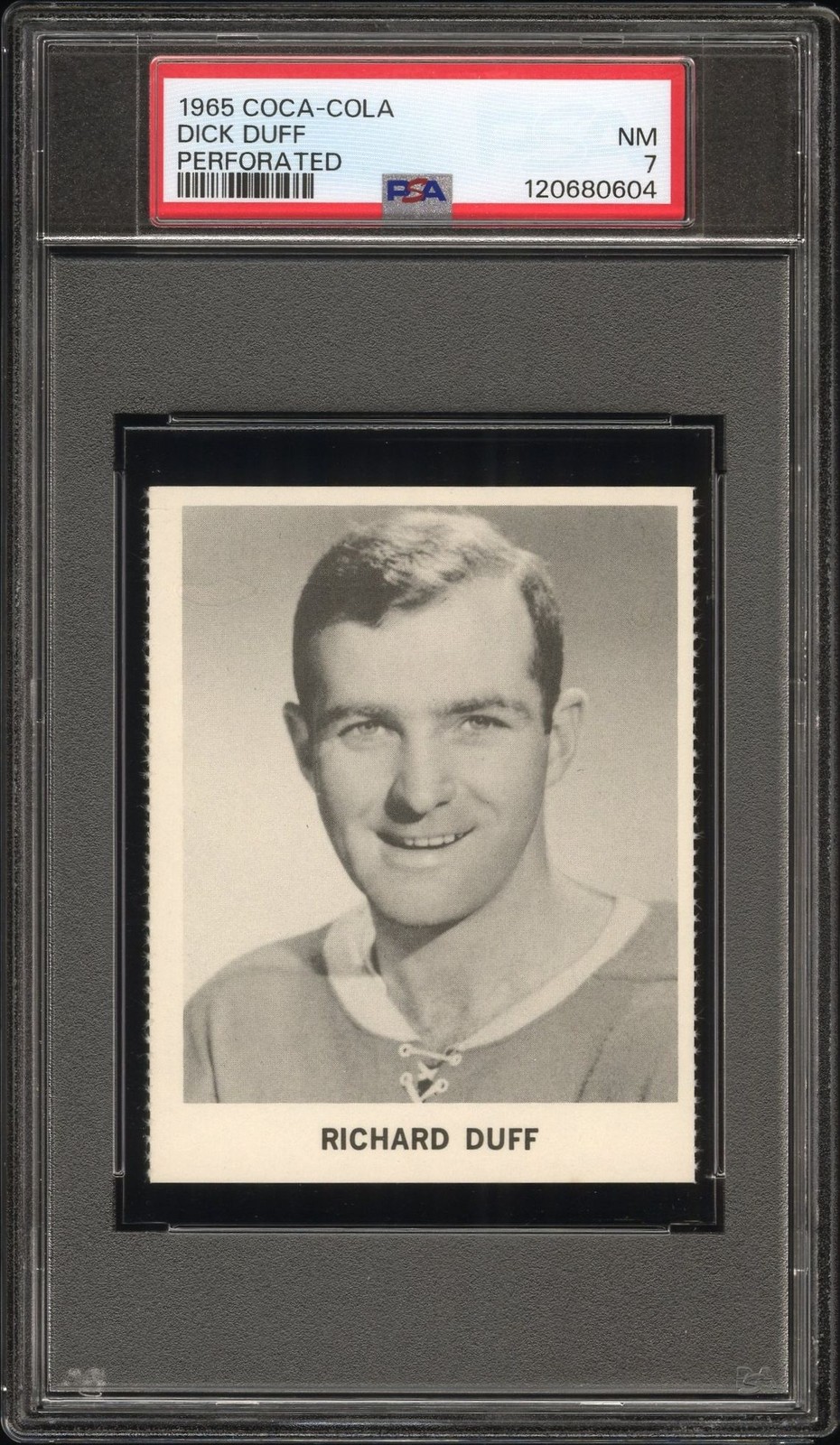 1965 Coca-Cola Hockey Dick Duff Perforated PSA 7