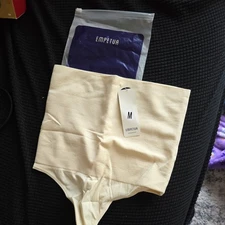 SHAPERMINT EMPETUA 98099 HIGH WAISTED SHAPER THONG PANTY SZ M/ Beige / NEW