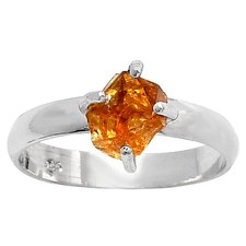 Natural Citrine Rough - Brazil 925 Sterling Silver Ring s.8 Jewelry R-1052