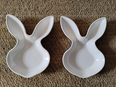 Primagera Portugal Bunny Rabbit Ears Ceramic Candy Snack Trinket Dishes Set of 2