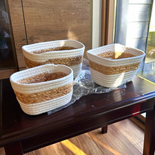 at HOME living Cotton Woven Nested Basket Set of 3, Rectangular