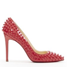 CHRISTIAN LOUBOUTIN pastel pink patent spike allover stud pigalle pump EU39.5