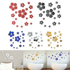 Art Vinyle Autocollant Mural 3D Acrylique Cristal Transparent Floral Miroir Déco