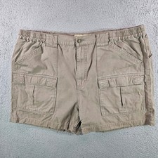 Cabelas Outdoors Mens Khaki Cotton Canvas Cargo Shorts 44 Elastic Waist