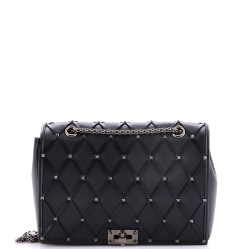 Valentino Garavani Rockstud Beehive Chain Flap Bag Quilted Leather Medium