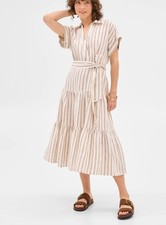 Target Woman European Linen Tiered Wrap Midi Dress Size 10 BNWT