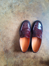 Thursday Burgundy Leather Penny Loafer Slip-On Dress Shoes Rubber Lug Sole 8