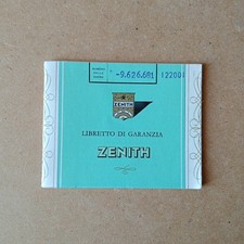 Zenith Libretto / booklet Antica Garanzia Originale Vintage USED