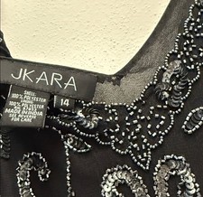 J Kara Women  s Black and Silver Beaded Midi Dress Size 14