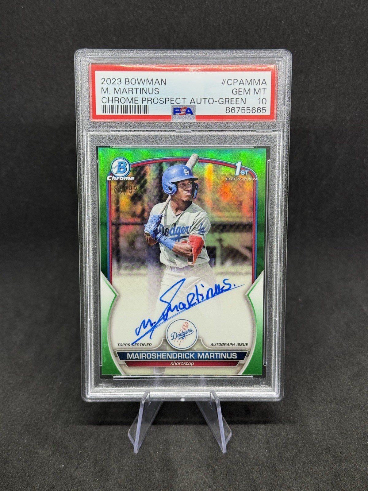 2023 Bowman Chrome 1st MAIROSHENDRICK MARTINUS /99 🔥 True Green Auto PSA 10 GEM