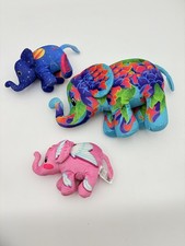 Pop Art Elpehant Plush Lot Bright Color Squishy Soft Bundle 3 PCS