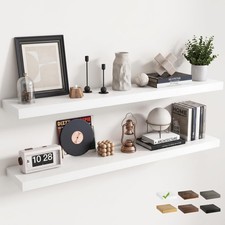 55 Inch Floating Shelves for Wall 2 Pack, 8"D Wood Grain Bathroom Shelves  I...