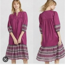 Anna Sui x Uniqlo Dress Women's Large Pink Purple Prarie Boho Peasant 60s 70s 