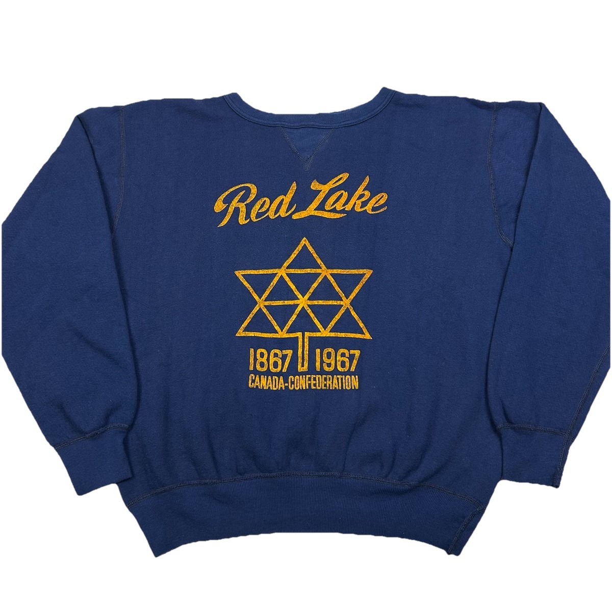 Vintage 1950s Double V Flock Print Sweatshirt Blue Size S/M Cotton